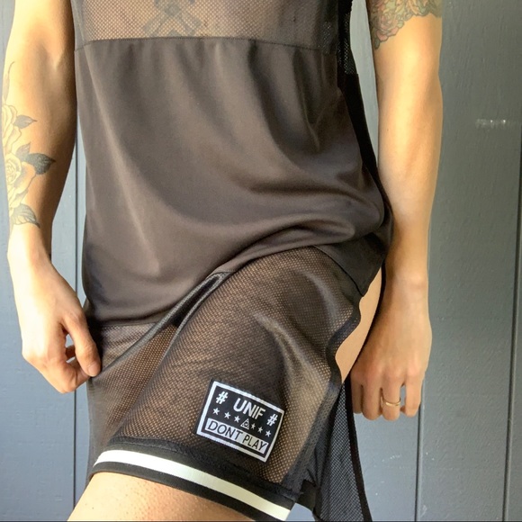 Unif black mesh jersey dress/tunic Sz M - Picture 7 of 8